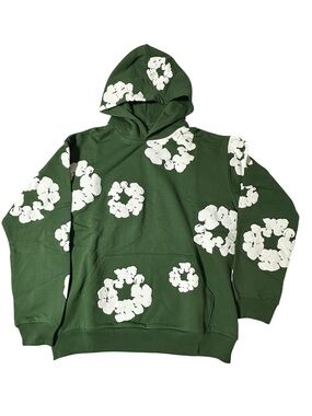 Denim Tears The Cotton Wreath Green Pullover Hoodie NWT Size Small